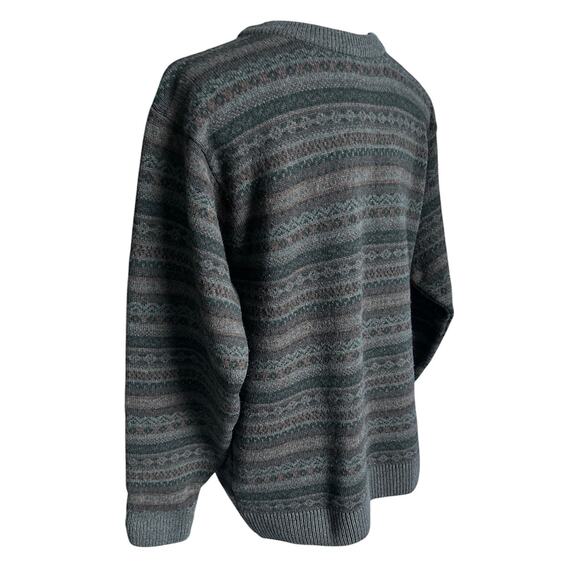 Vintage L.L.Bean Men’s Medium Regular 100% Latvia Lambs Wool Fair Aisle Sweater - Picture 2 of 6